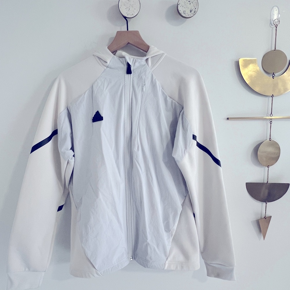 Adidas White Lightweight Zip Up Jacket